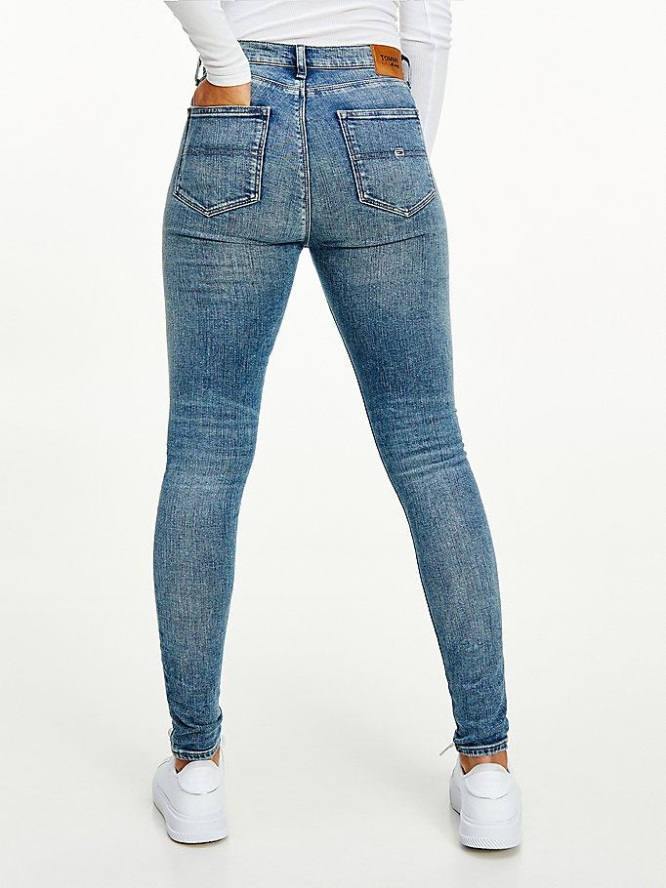 Tommy Hilfiger Sylvia High Rise Super Schlank Light Wash Jeans Damen Hellblau | AT729HVGR