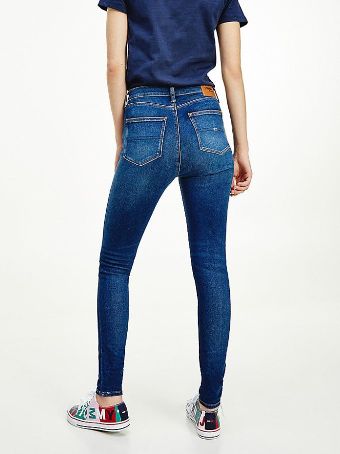 Tommy Hilfiger Sylvia High Rise Super Schlank Turn-Up Jeans Damen Blau | AT879BDQI