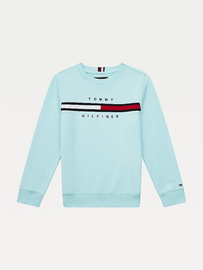 Tommy Hilfiger TH Cool Logo Sweatshirts Kinder Blau | AT125QTYV