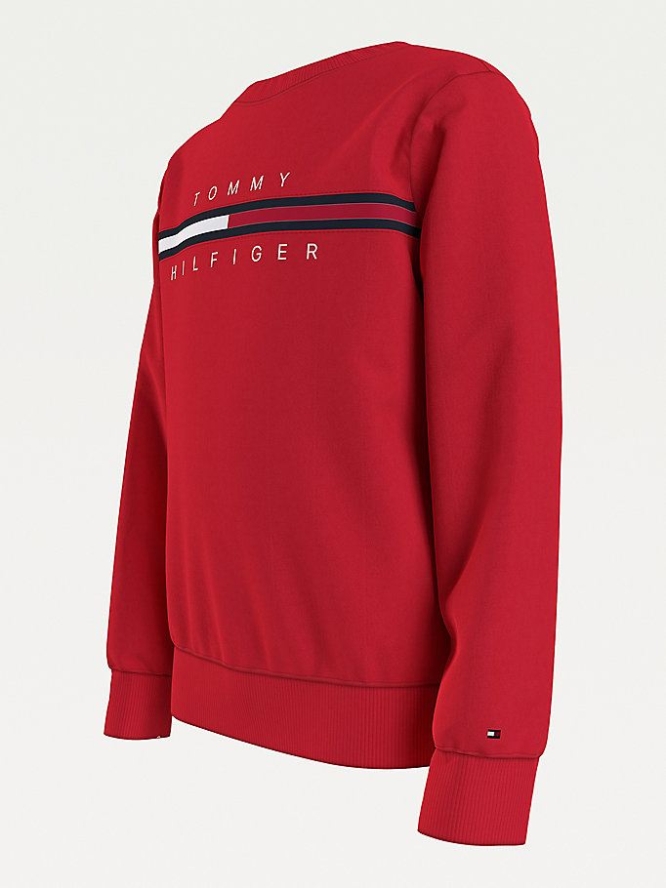 Tommy Hilfiger TH Cool Logo Sweatshirts Kinder Tiefesrot | AT931UQJN