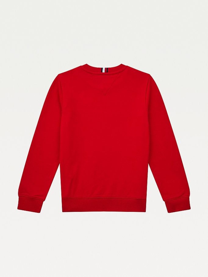 Tommy Hilfiger TH Cool Logo Sweatshirts Kinder Tiefesrot | AT931UQJN