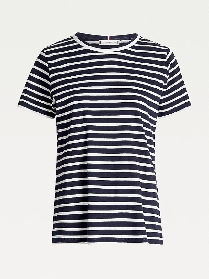 Tommy Hilfiger TH Cool Organic Baumwoll Relaxed T-shirts Damen Dunkelblau | AT714TGME