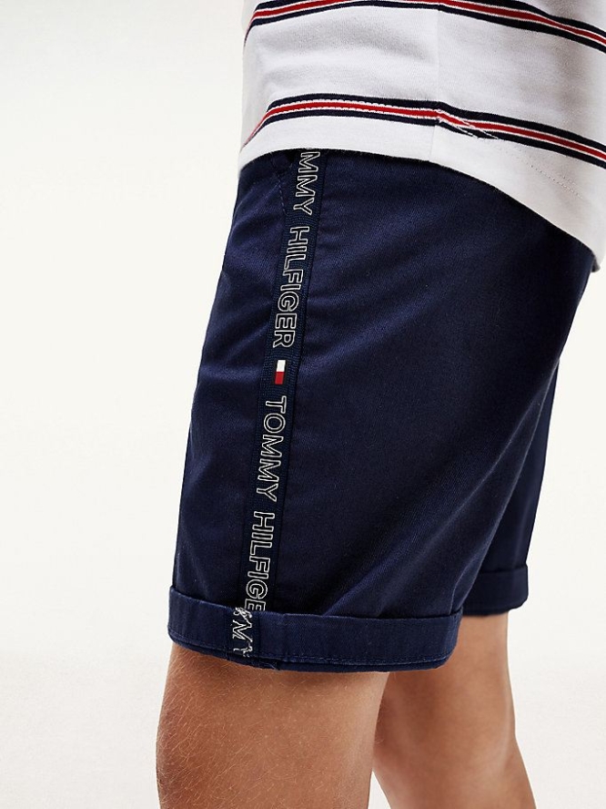 Tommy Hilfiger TH Flex Slim Tape Chino Kurze Hose Kinder Hellnavy | AT082LPED