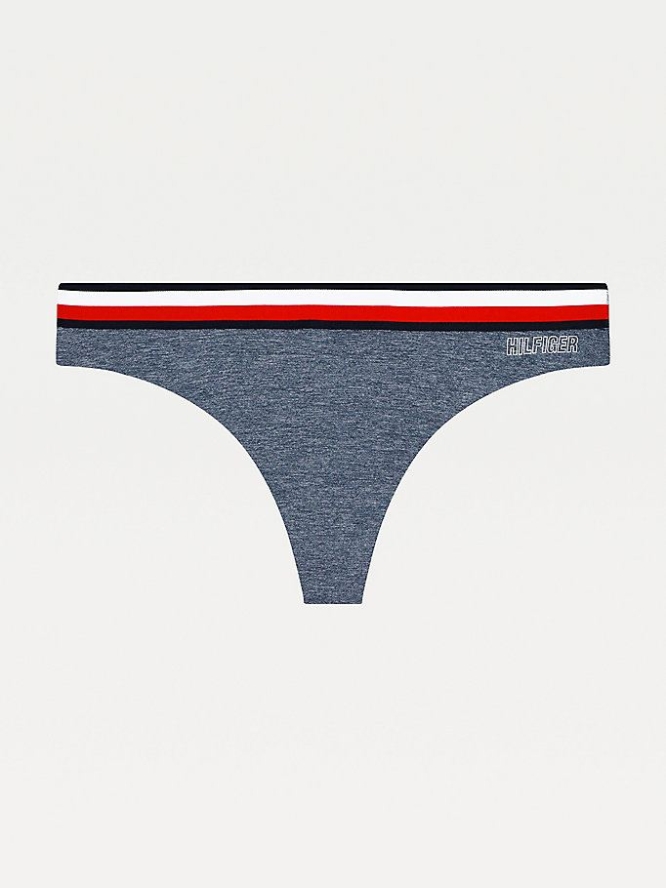 Tommy Hilfiger TH Modern Signature Tape Tanga Unterwäsche Damen Dunkelblau | AT829YZLS