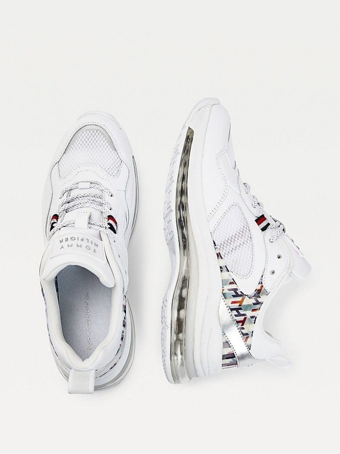 Tommy Hilfiger TH Monogram Air Bubble Leder Sneakers Damen Weiß | AT413BLDU