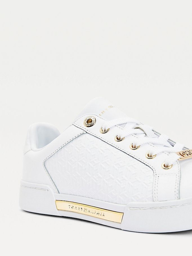 Tommy Hilfiger TH Monogram Sneakers Damen Weiß | AT480WZUK