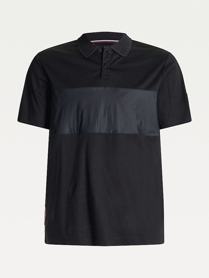 Tommy Hilfiger TH Signature Contrast Panel Relaxed Polo Shirts Herren Schwarz | AT368UZDA