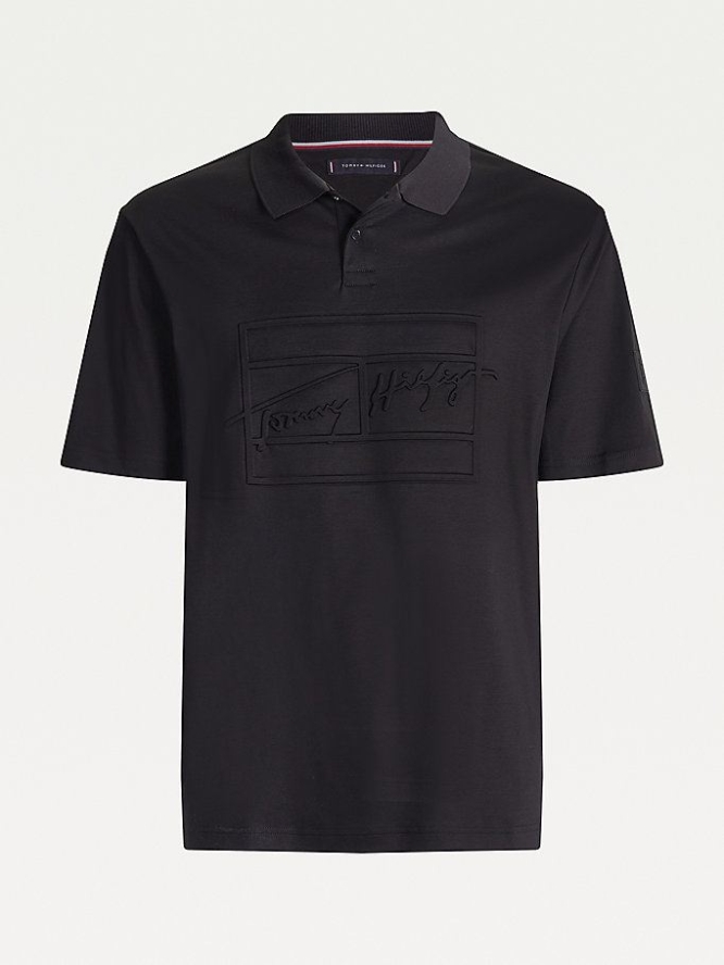 Tommy Hilfiger TH Signature Relaxed Polo Shirts Herren Schwarz | AT892JSWF