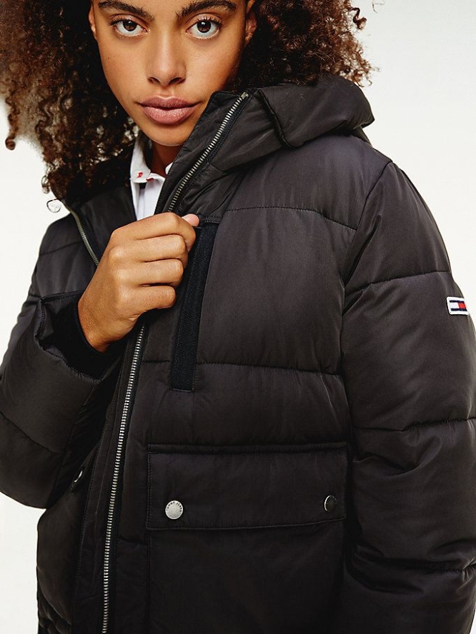 Tommy Hilfiger TJW HOODED PUFFA Jacke Damen Schwarz | AT269YEHW