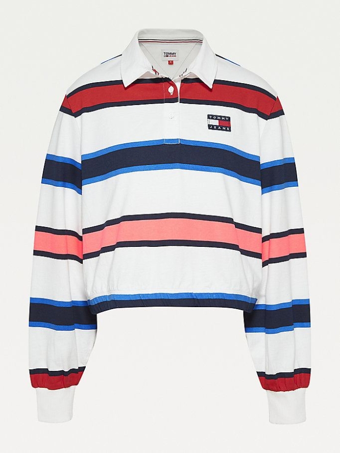 Tommy Hilfiger TJW STRIPED RUGBY LS Polo Shirts Damen Weiß | AT341SGKD