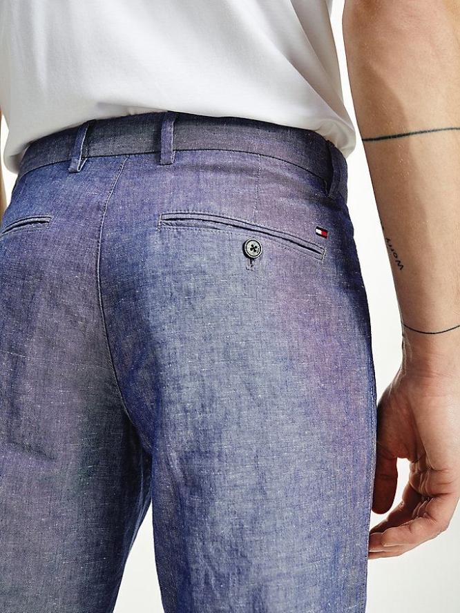 Tommy Hilfiger Tapered Chambray Hosen Herren Indigo | AT387ZSXW