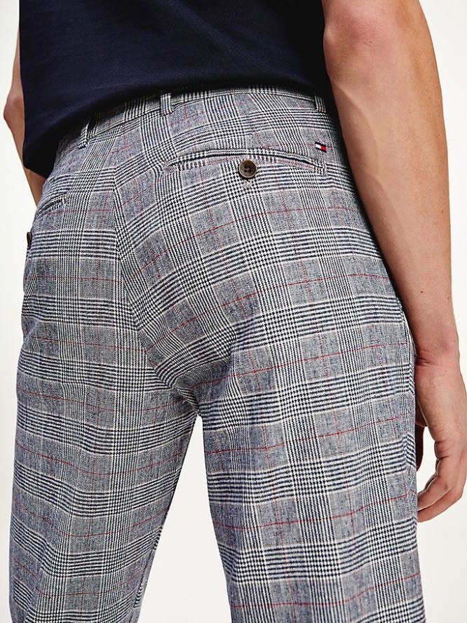 Tommy Hilfiger Tapered Puppytooth Linen Blend Hosen Herren Indigo | AT753NCYZ