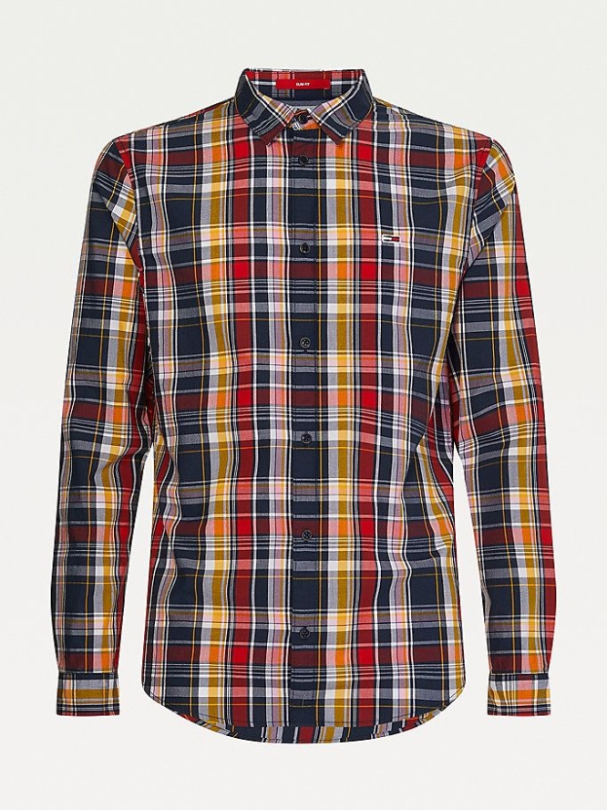 Tommy Hilfiger Tartan Check Organic Baumwoll Hemd Herren Hellnavy Mehrfarbig | AT219DENW