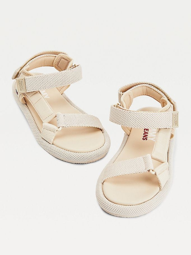 Tommy Hilfiger Textured Sole Flache Sandalen Damen Gelb | AT487XWTQ