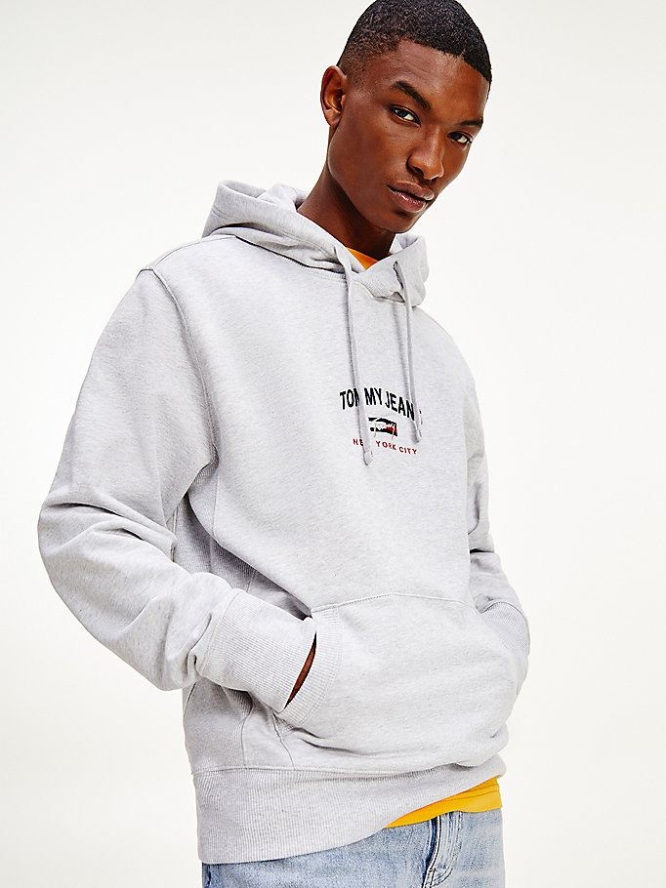 Tommy Hilfiger Timeless Organic Baumwoll Hoodie Herren Silber Grau | AT540IACK