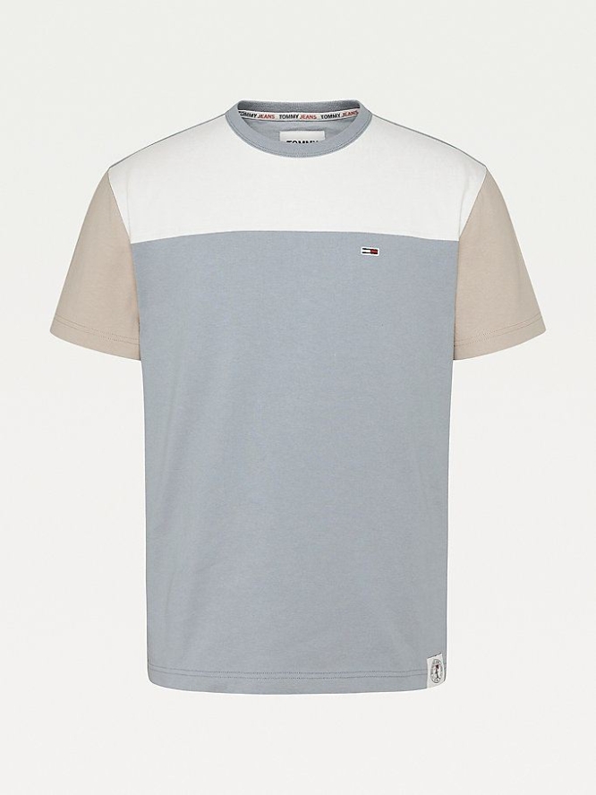 Tommy Hilfiger Tonal Colour-Blocked T-shirts Herren Blau Mehrfarbig | AT759XZDN