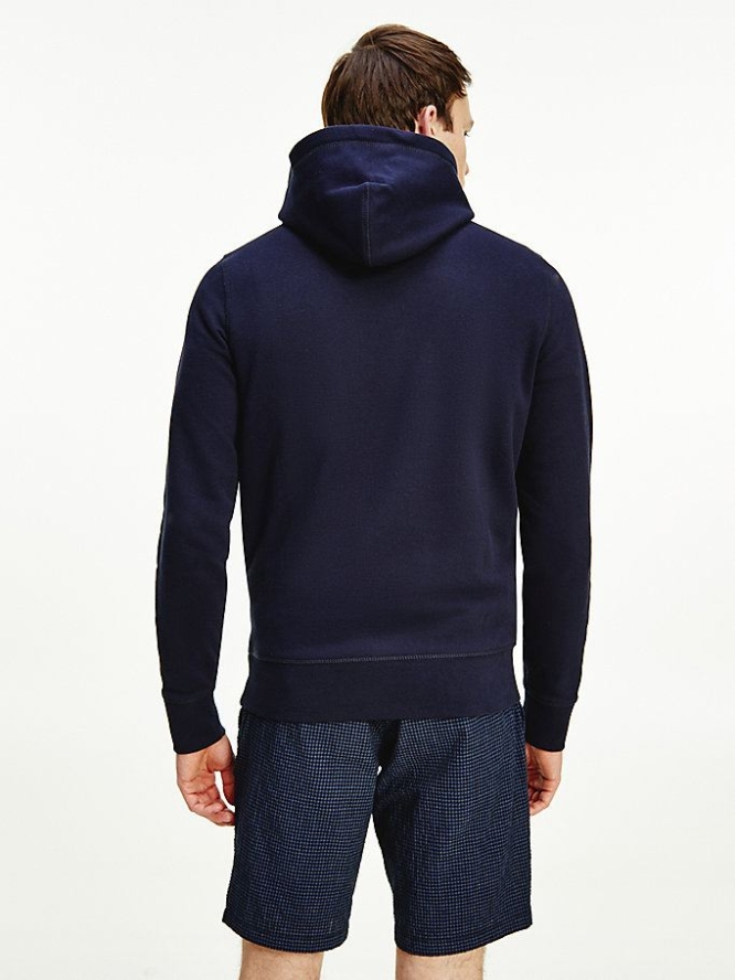 Tommy Hilfiger Tonal Flag Terry Hoodie Herren Dunkelblau | AT216USPD