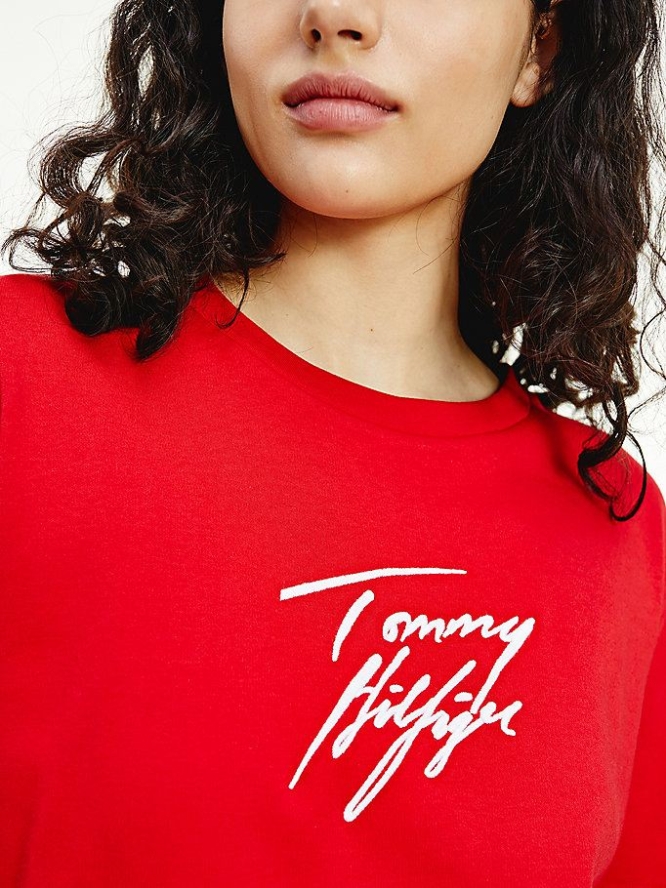 Tommy Hilfiger Towelling Logo Organic Baumwoll Lounge Nachtwäsche Damen Rot | AT742CYSE