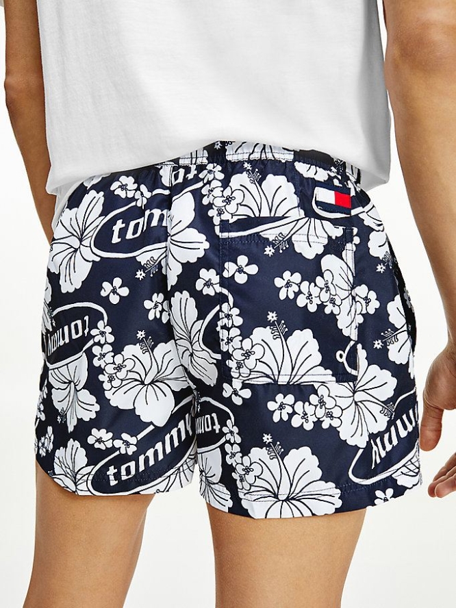 Tommy Hilfiger Tropical Print Kurzes Length Swim Bademode Herren Dunkelblau | AT985ZCKF