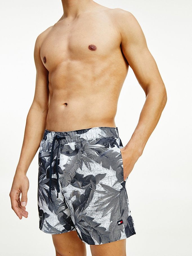 Tommy Hilfiger Tropical Print Mid Length Swim Bademode Herren Schwarz | AT176NLFI