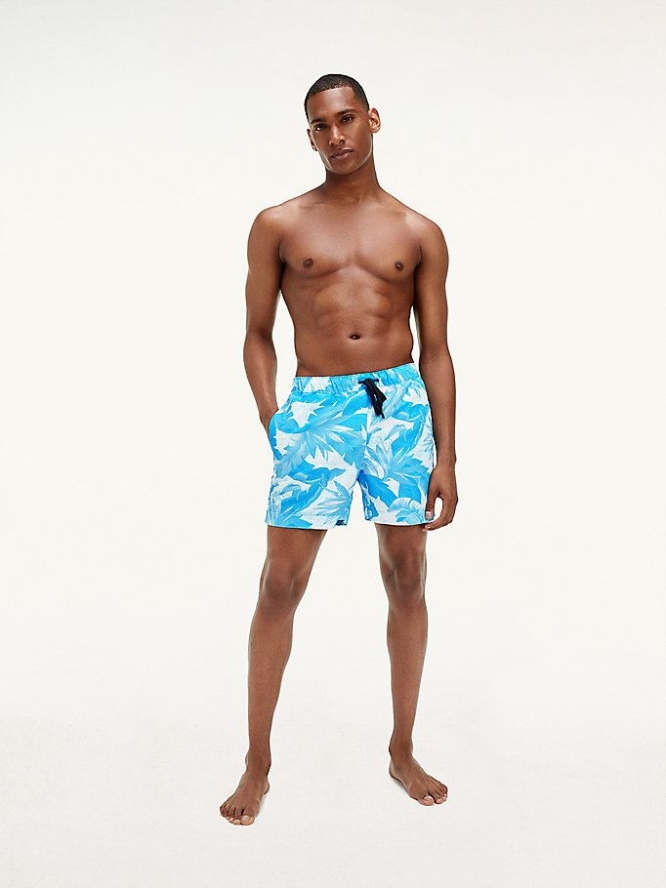 Tommy Hilfiger Tropical Print Mid Length Swim Bademode Herren Blau | AT264ORPZ