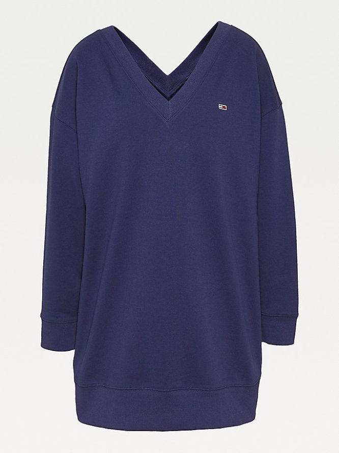 Tommy Hilfiger V-Neck Jumper Kleider Damen Hellnavy | AT536QJPE