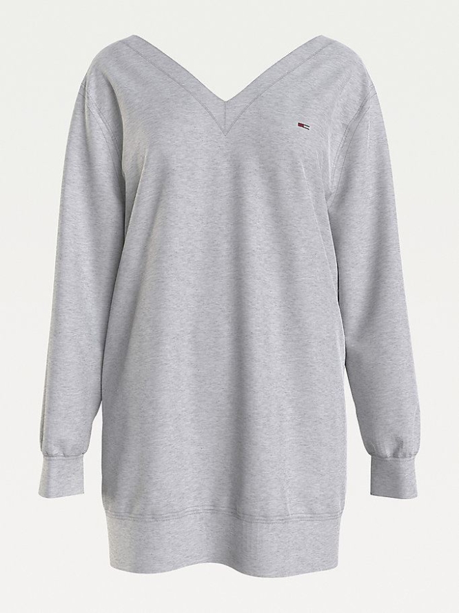 Tommy Hilfiger V-Neck Jumper Kleider Damen Silber Grau | AT906SEOF