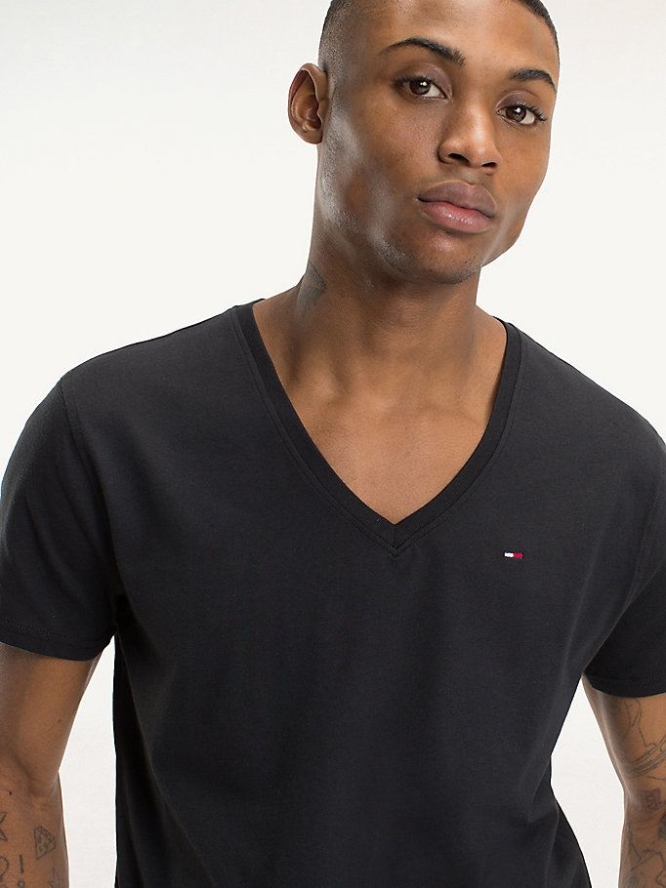 Tommy Hilfiger V-Neck T-shirts Herren Schwarz | AT513SZNR