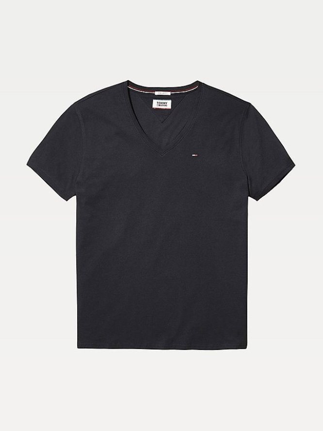 Tommy Hilfiger V-Neck T-shirts Herren Schwarz | AT513SZNR