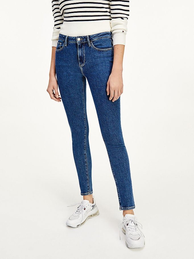 Tommy Hilfiger Venice Mid Rise Slim TH Soft Jeans Damen Blau | AT798DXNO