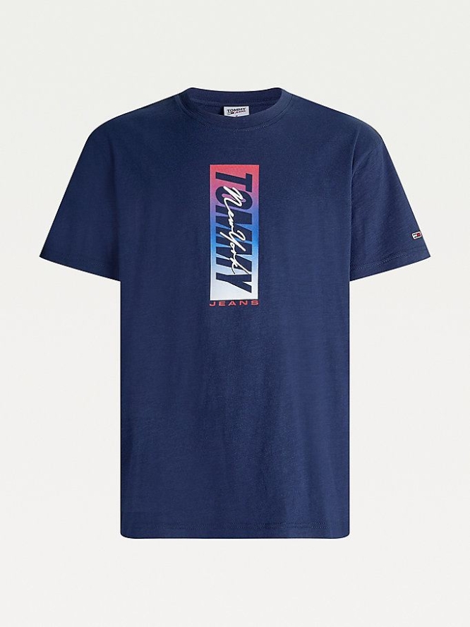 Tommy Hilfiger Vertical Logo Organic Baumwoll T-shirts Herren Hellnavy | AT641EWOC