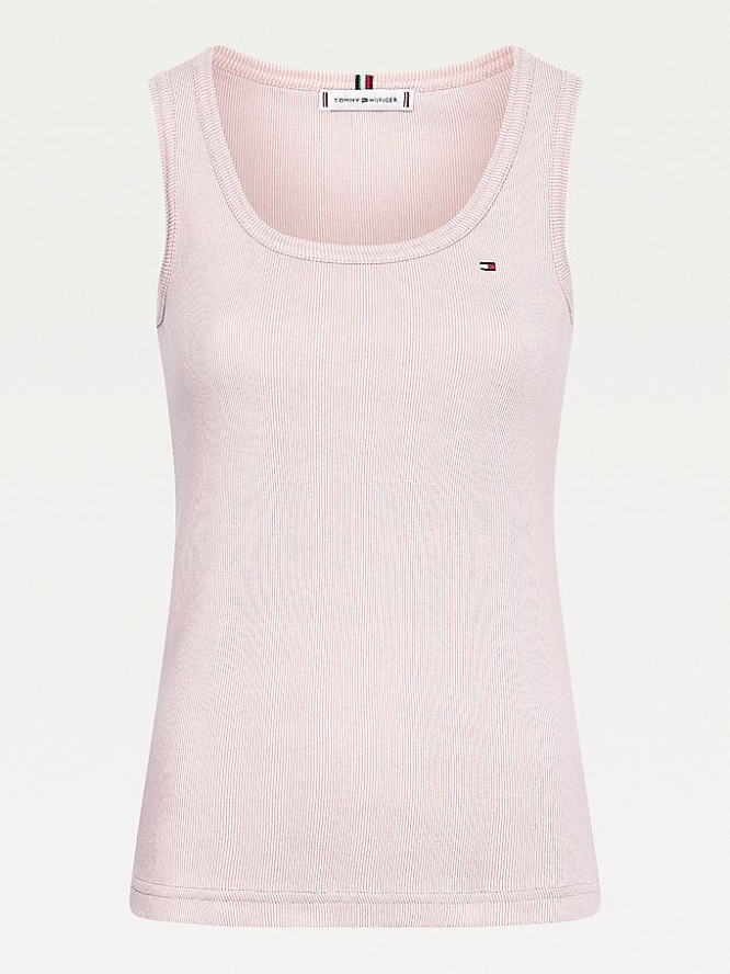 Tommy Hilfiger Vertical Stripe Slim Fit Muskelshirt Damen Rosa | AT153KAJX