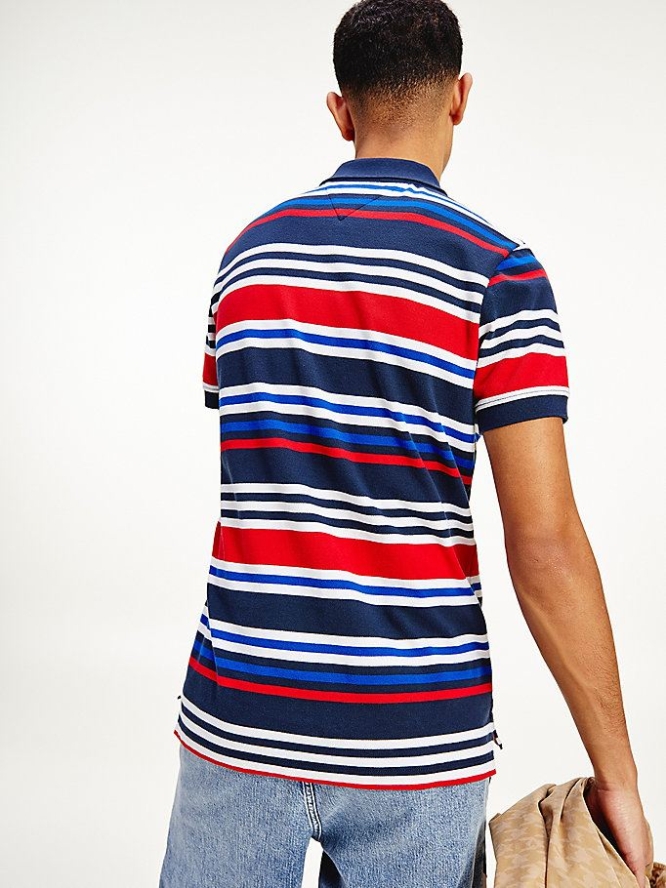 Tommy Hilfiger Vibrant Stripe Organic Baumwoll Relaxed Polo Shirts Herren Hellnavy Mehrfarbig | AT213KLEH