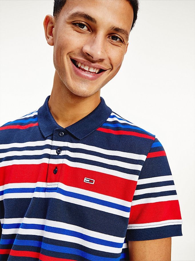 Tommy Hilfiger Vibrant Stripe Organic Baumwoll Relaxed Polo Shirts Herren Hellnavy Mehrfarbig | AT213KLEH