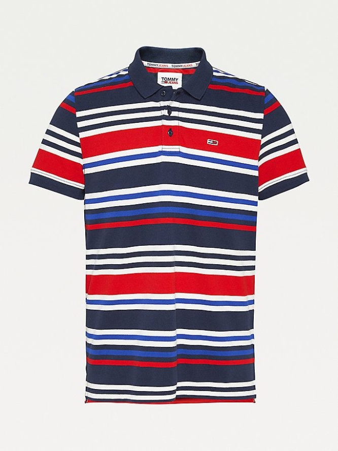 Tommy Hilfiger Vibrant Stripe Organic Baumwoll Relaxed Polo Shirts Herren Hellnavy Mehrfarbig | AT213KLEH