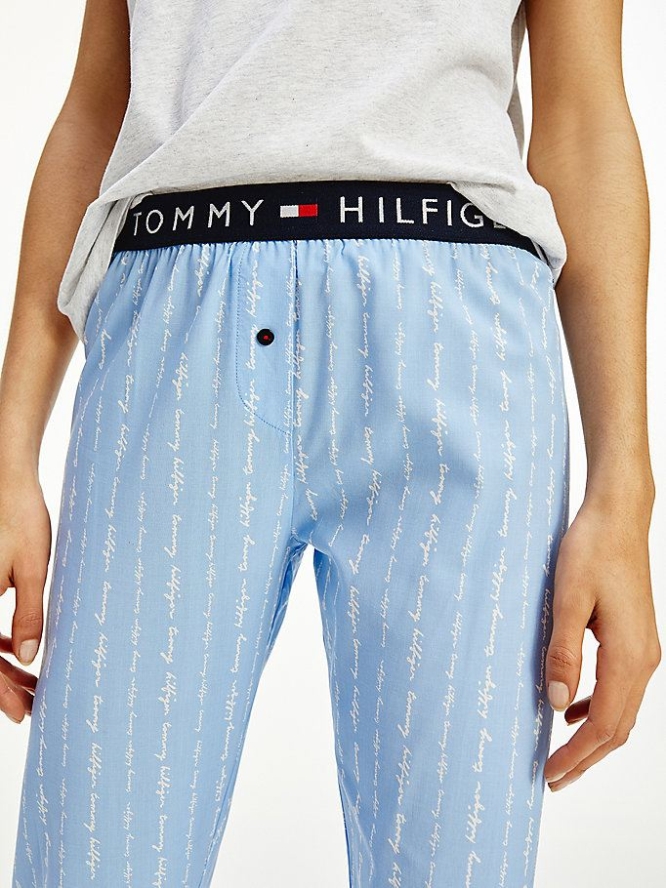 Tommy Hilfiger Viscose Logo Print Pyjama Nachtwäsche Damen Stripes | AT754EODA