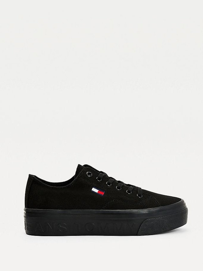 Tommy Hilfiger Vulcanised Flatform Sneakers Damen Schwarz | AT612EUGO