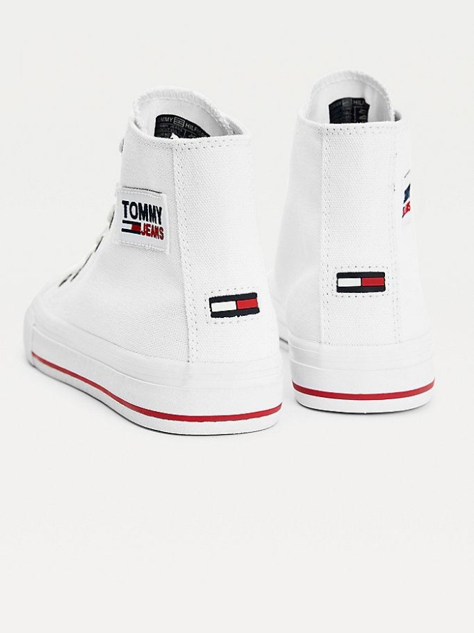 Tommy Hilfiger Vulcanised High-Top Sneakers Damen Weiß | AT291PVSE