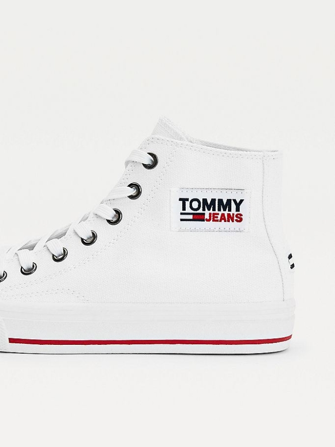 Tommy Hilfiger Vulcanised High-Top Sneakers Damen Weiß | AT291PVSE