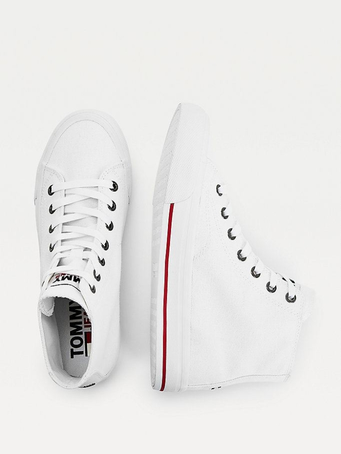 Tommy Hilfiger Vulcanised High-Top Sneakers Damen Weiß | AT291PVSE