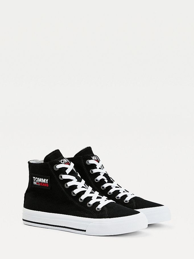 Tommy Hilfiger Vulcanised High-Top Sneakers Damen Schwarz | AT651DKQW