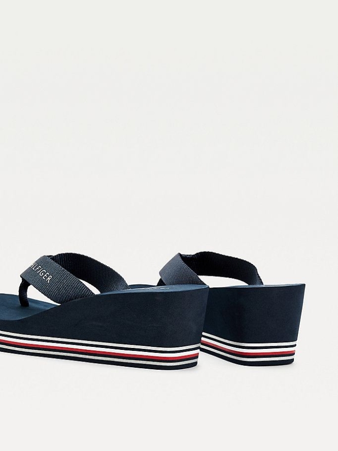 Tommy Hilfiger Wedge Flip Flops Damen Dunkelblau | AT398LDIW