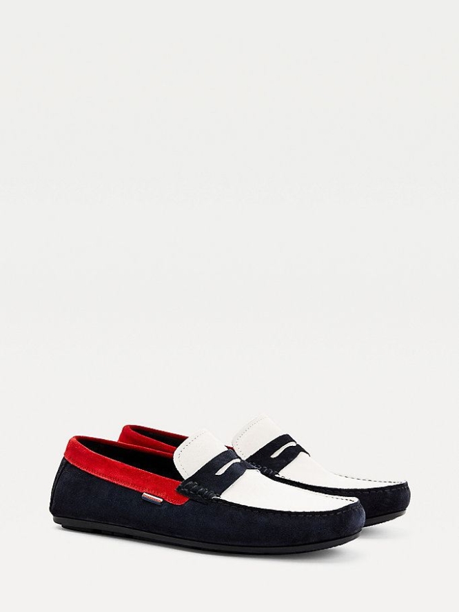 Tommy Hilfiger Wildleder Cutout Drivers Freizeitschuhe Herren Weiß | AT408PLXW