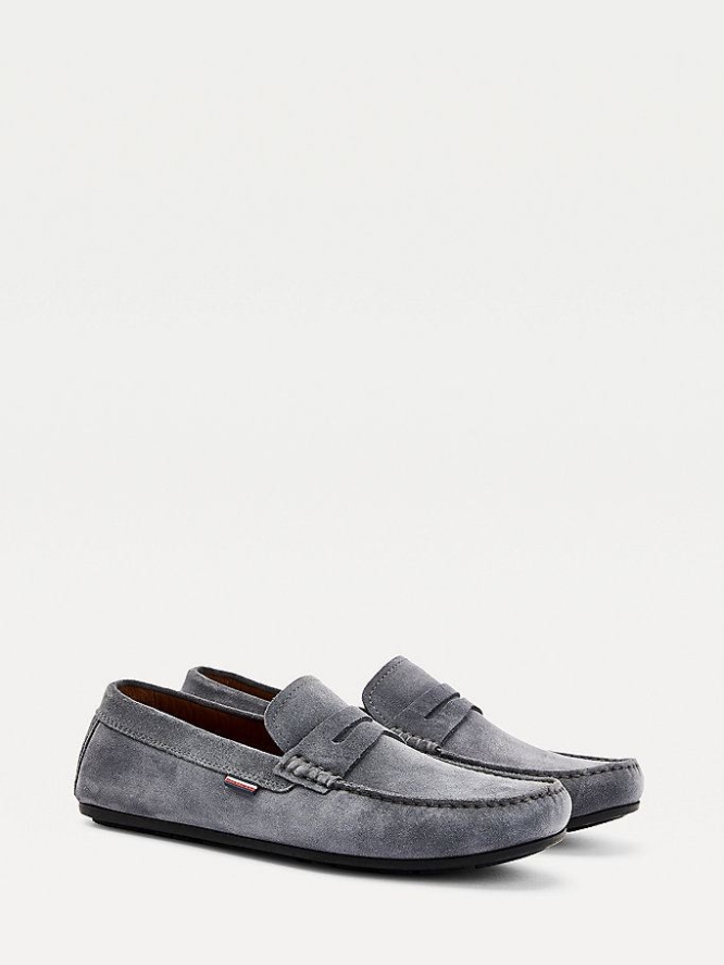 Tommy Hilfiger Wildleder Cutout Drivers Freizeitschuhe Herren Grau | AT712OYEI