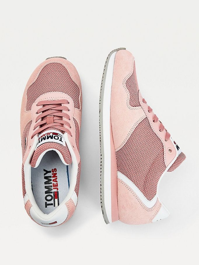 Tommy Hilfiger Wildleder Mesh Panel Sneakers Damen Rosa | AT438EOMR