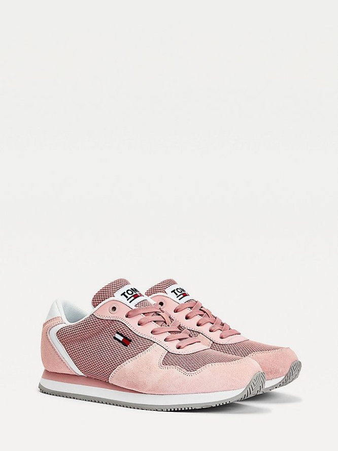 Tommy Hilfiger Wildleder Mesh Panel Sneakers Damen Rosa | AT438EOMR