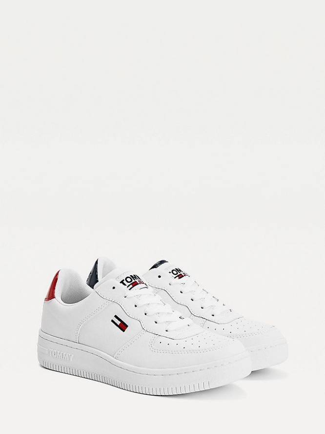 Tommy Hilfiger Wildleder Panel Sneakers Damen Weiß | AT489YMHI