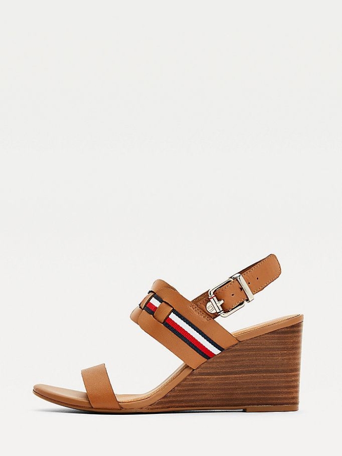 Tommy Hilfiger Woven Stripe Wedge Keilabsatz Sandalen Damen Braun | AT321MLYW