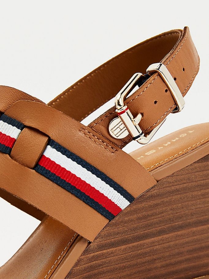 Tommy Hilfiger Woven Stripe Wedge Keilabsatz Sandalen Damen Braun | AT321MLYW