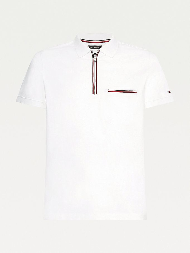 Tommy Hilfiger Zip Placket Slim Fit Polo Shirts Herren Weiß | AT026AXGC